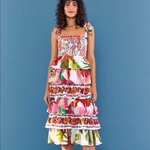 Farm Rio Mixed Prints Layered Tiered Floral Dress